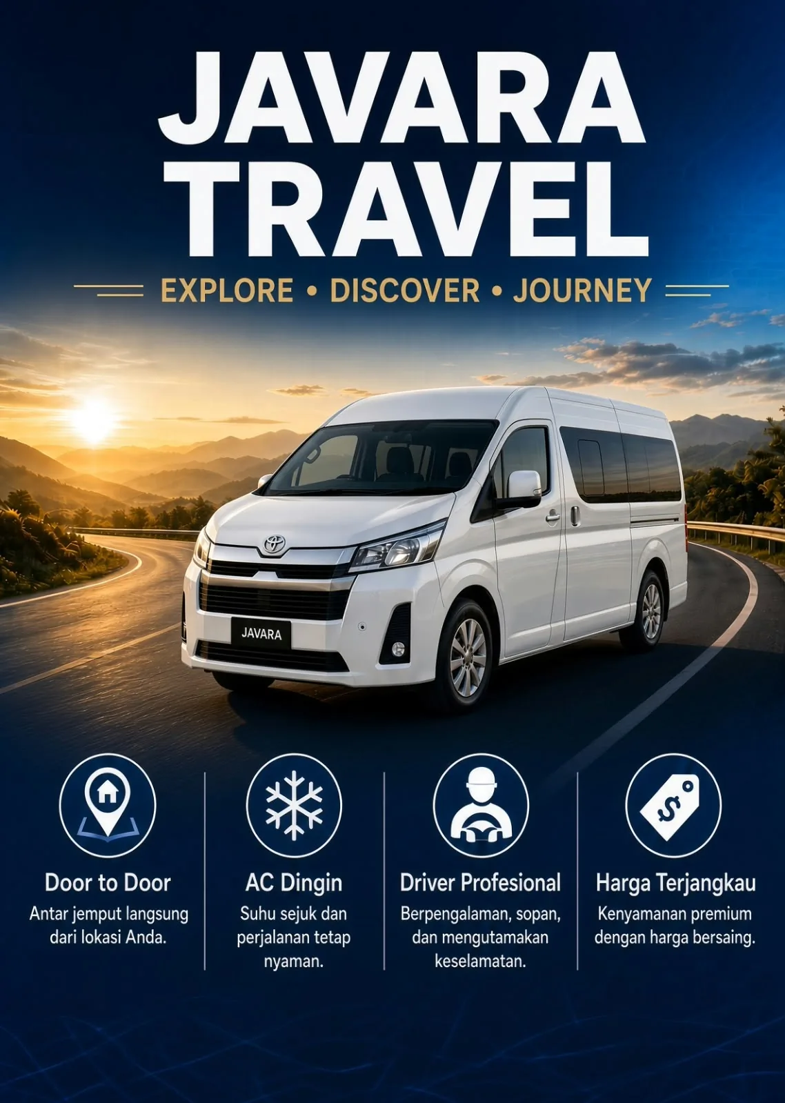 Poster Toyota Hiace putih JAVARA TRAVEL