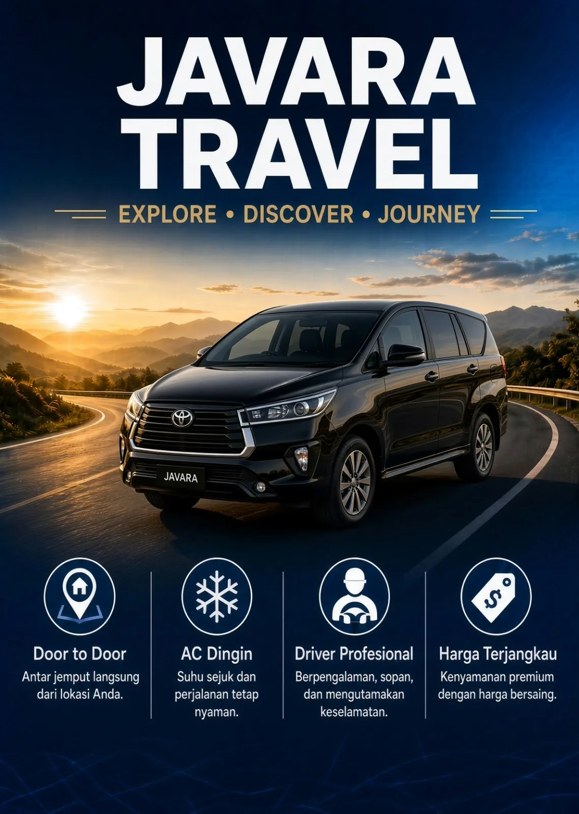 Poster mobil Innova hitam JAVARA TRAVEL
